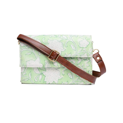 TULIP STAR HAND BLOCK COTTON PRINTED BOX BAG VEGAN LEATHER