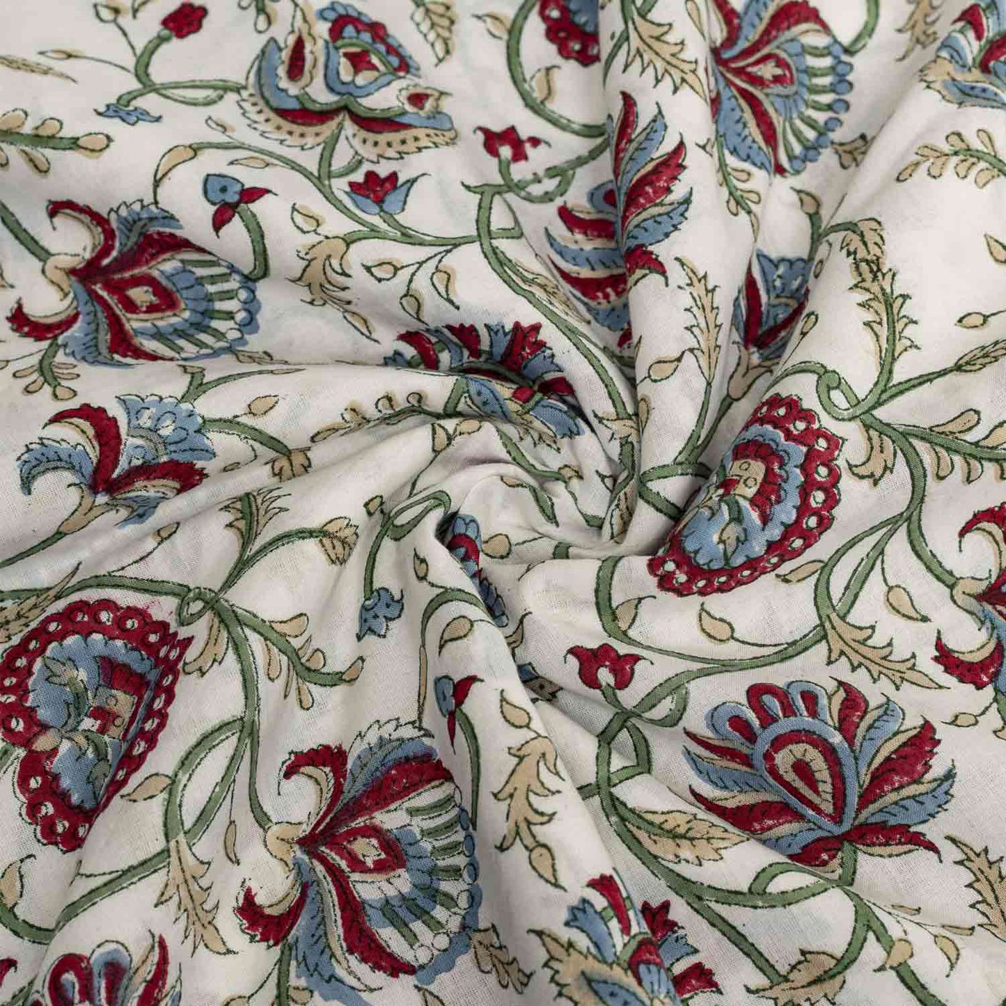 BLOCK PRINTED COTTON FABRIC BETEL JAAL
