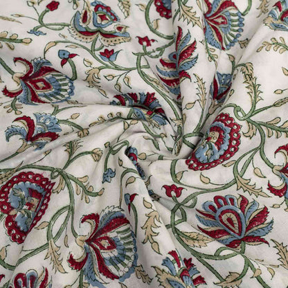 BLOCK PRINTED COTTON FABRIC BETEL JAAL