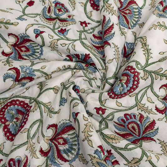 BLOCK PRINTED COTTON FABRIC BETEL JAAL