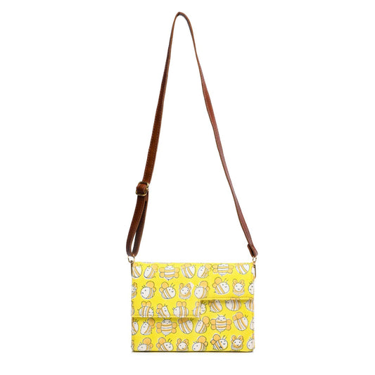 HONEY BEE_YELLOW COTTON PRINTED BOX BAG