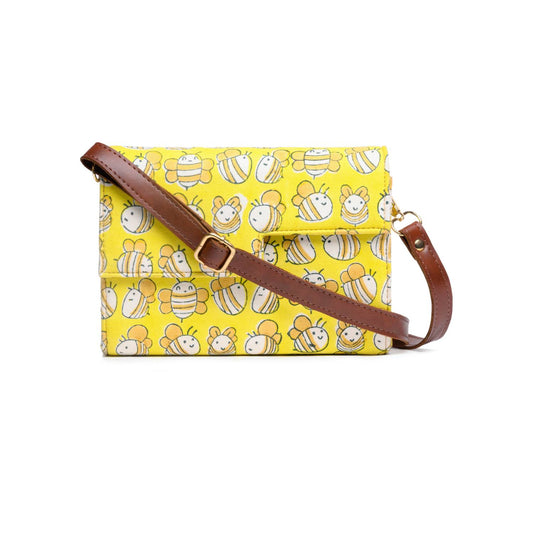 HONEY BEE_YELLOW COTTON PRINTED BOX BAG