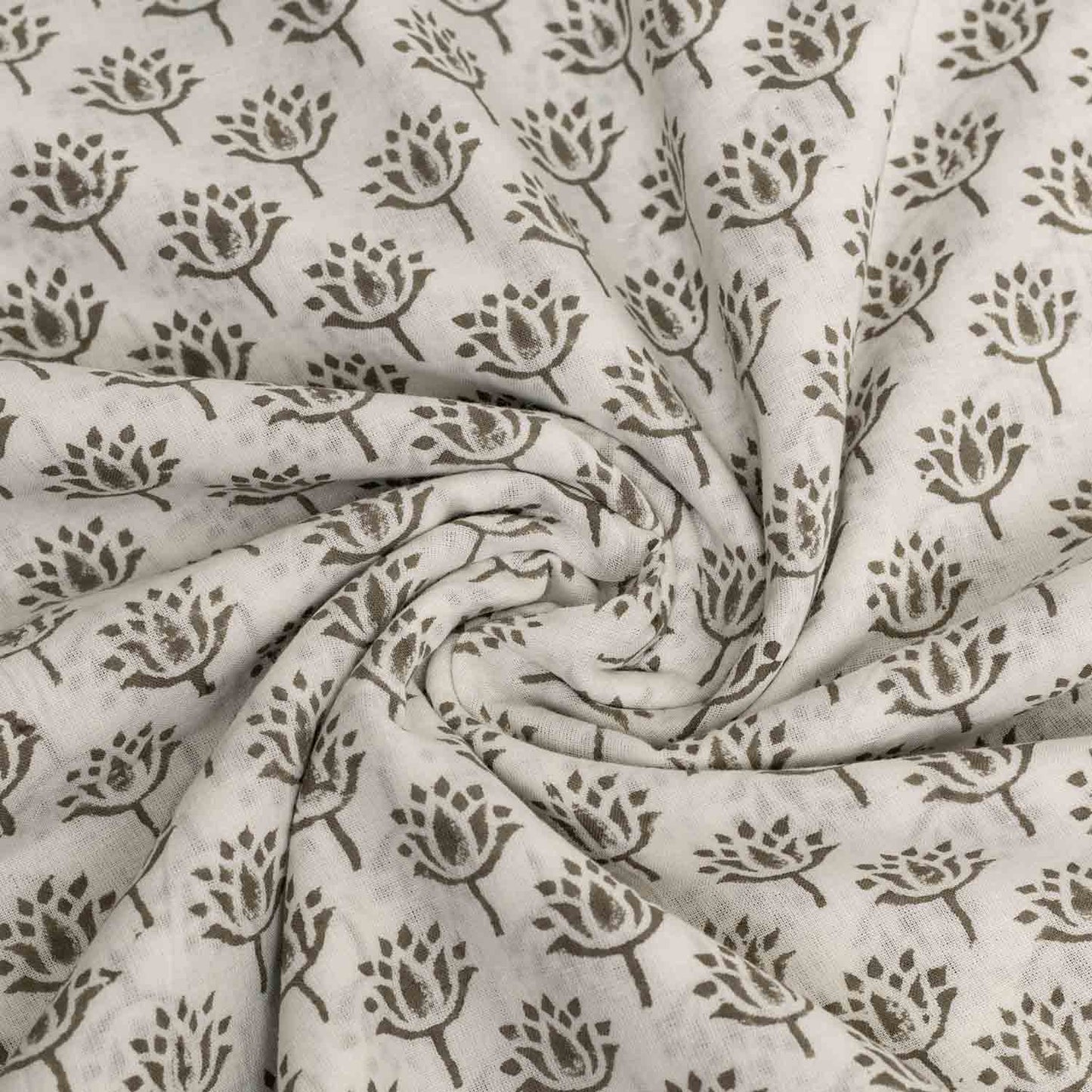 COTTON PRINTED FABRIC CEMENT LOTUS BUTTI