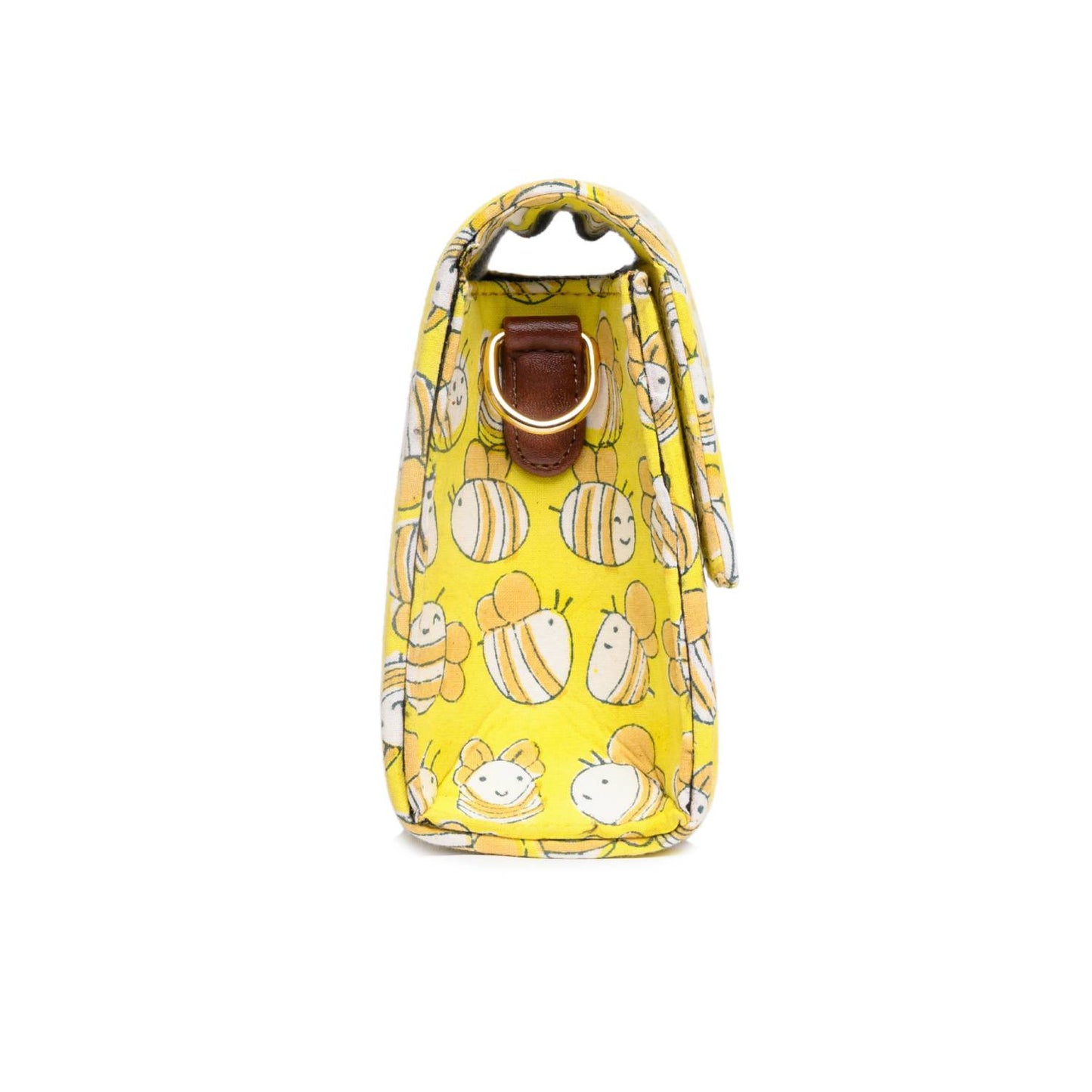 HONEY BEE_YELLOW COTTON PRINTED BOX BAG