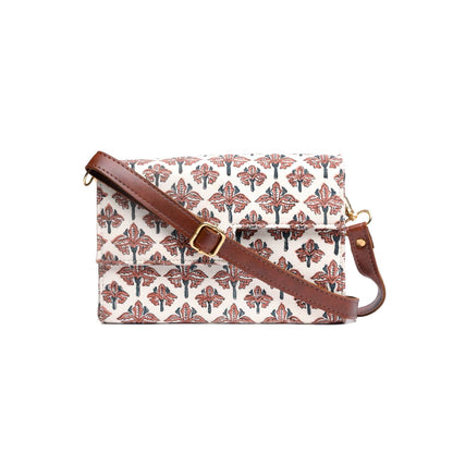 SMOKE GREY BUTTI HAND BLOCK COTTON PRINTED BOX BAG