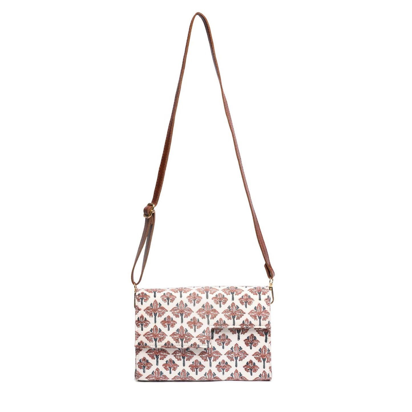 SMOKE GREY BUTTI HAND BLOCK COTTON PRINTED BOX BAG