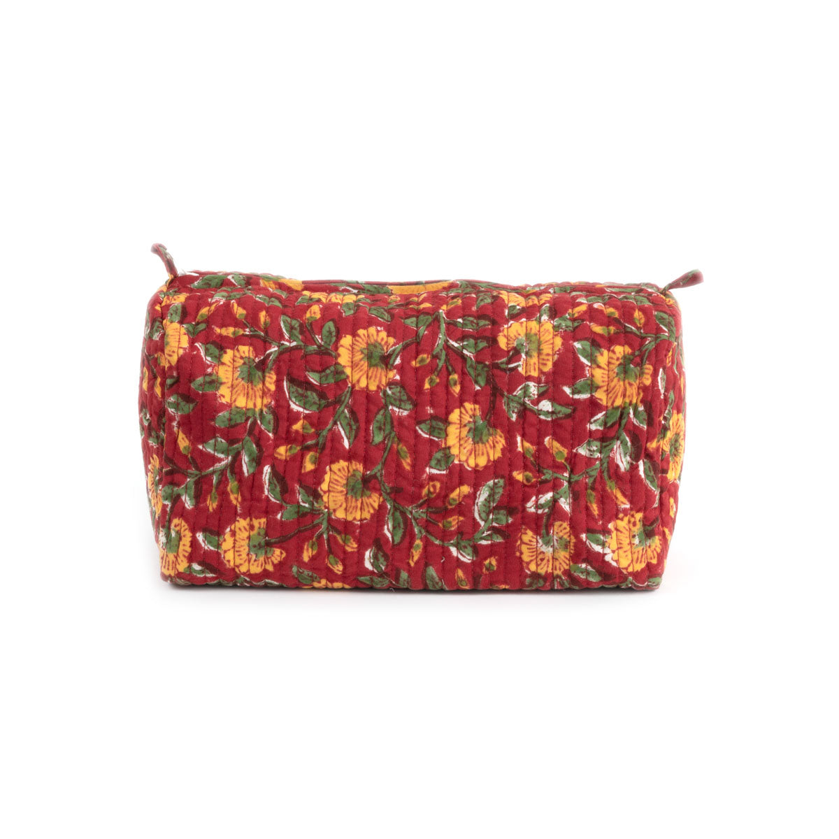 RED SPICE HAND BLOCK COTTON PRINTED QUILTED TOILTERY POUCH