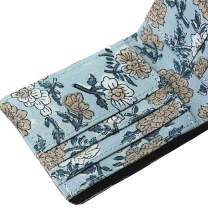 HAND BLOCK COTTON PRINT TURQUOISE MEN WALLET