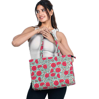 MARRY GOLD COTTON PRINTED TOTE BAG