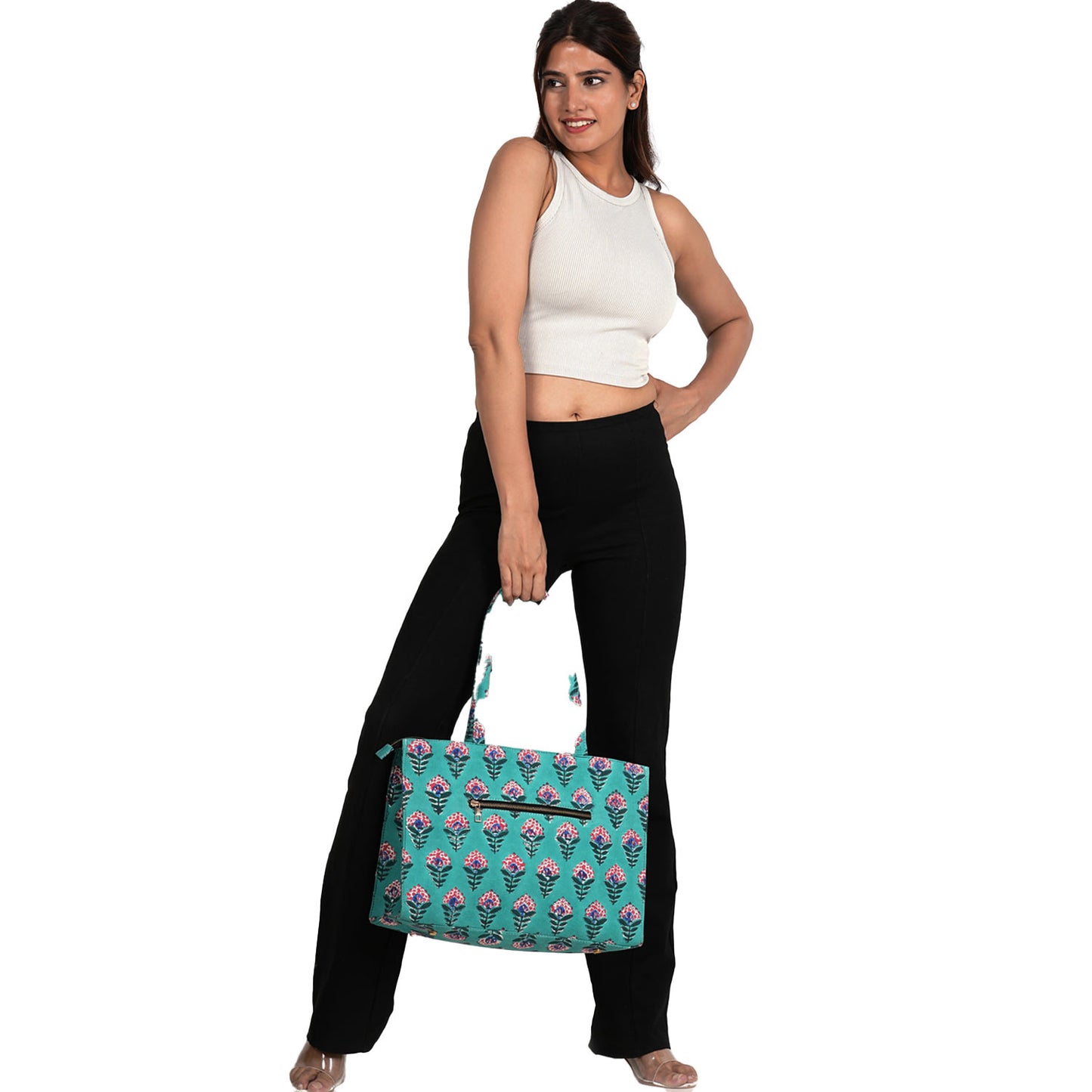 SNAKE CHARM COTTON PRINTED TOTE BAG