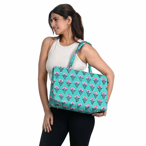 SNAKE CHARM COTTON PRINTED TOTE BAG