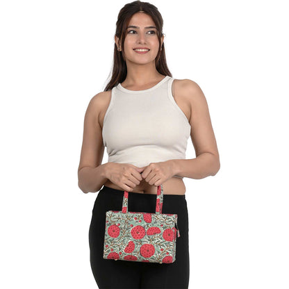 MARRY GOLD COTTON PRINTED TOTE WITH SLING BAG