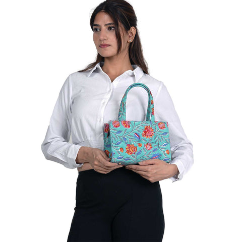 POMGRANATE WORLD COTTON PRINTED TOTE WITH SLING BAG