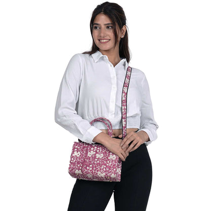 WINE COCKTAIL COTTON PRINTED TOTE WITH SLING BAG