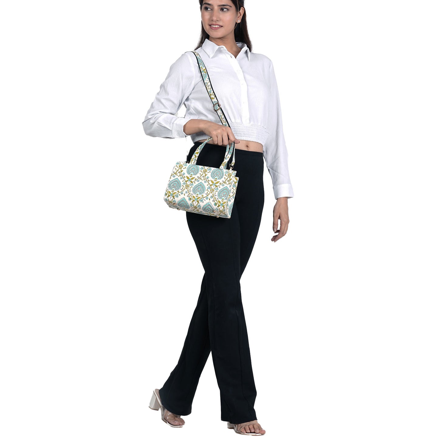 PEEPAL LEAF COTTON PRINTED TOTE WITH SLING BAG