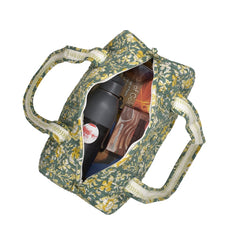 PISTACHU JAL HAND BLOCK PRINTED QUILTED TRAVEL DUFFLE BAG SMALL