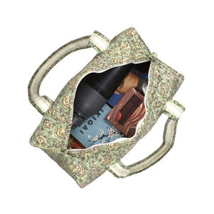 ZINNIA HAND BLOCK PRINTED QUILTED TRAVEL DUFFLE BAG SMALL