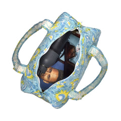 YELLOW ALGAE  HAND BLOCK PRINTED QUILTED TRAVEL DUFFLE BAG SMALL
