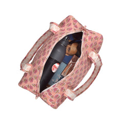 PINK GUL BUTTI HAND BLOCK PRINTED QUILTED TRAVEL DUFFLE BAG SMALL