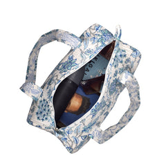 LAMIUM FLOWER HAND BLOCK PRINTED QUILTED TRAVEL DUFFLE BAG SMALL