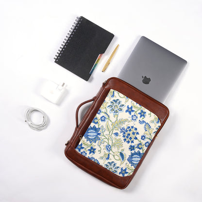 KORAMANGALA JAAL HAND BLOCK COTTON PRINTED & VEGAN LEATHER LAPTOP SLEEVE 13″
