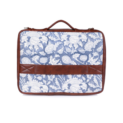 HEVEN CLOUD JAAL HAND BLOCK COTTON PRINTED & VEGAN LEATHER LAPTOP SLEEVE BAG 13″