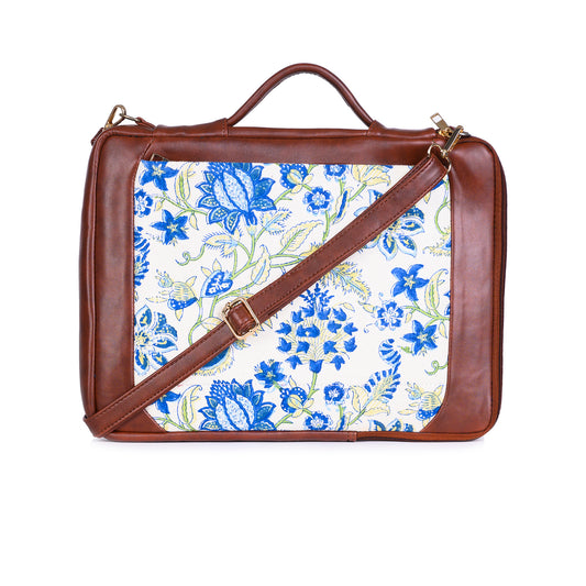 KORAMANGALA JAAL HAND BLOCK COTTON PRINTED & VEGAN LEATHER LAPTOP SLEEVE 13″