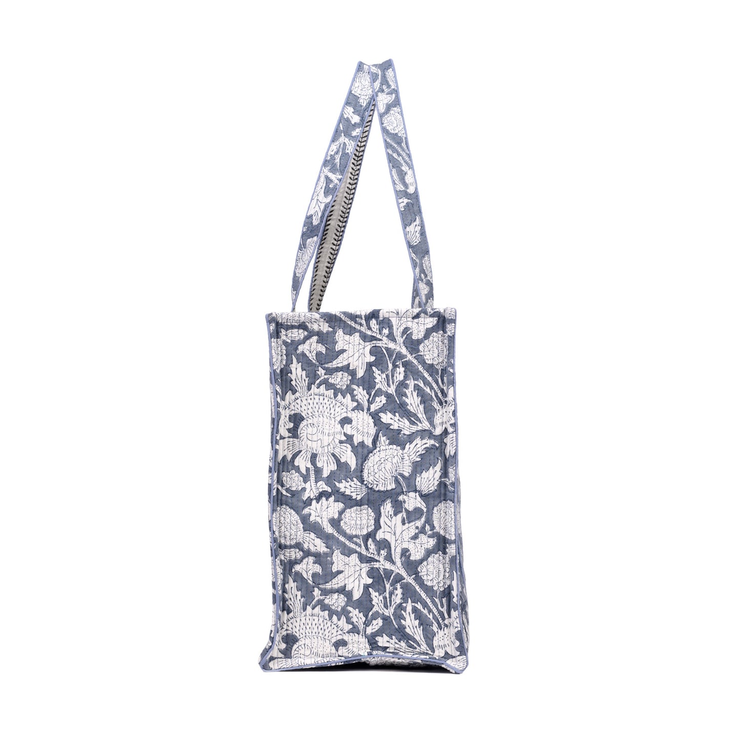CEMENT GARLAND HAND BLOCK COTTON PRINTED QUILTED TOTE BAG