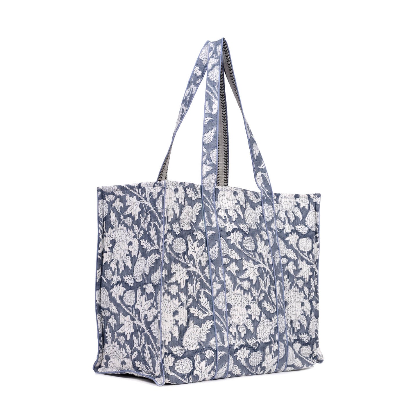 CEMENT GARLAND HAND BLOCK COTTON PRINTED QUILTED TOTE BAG