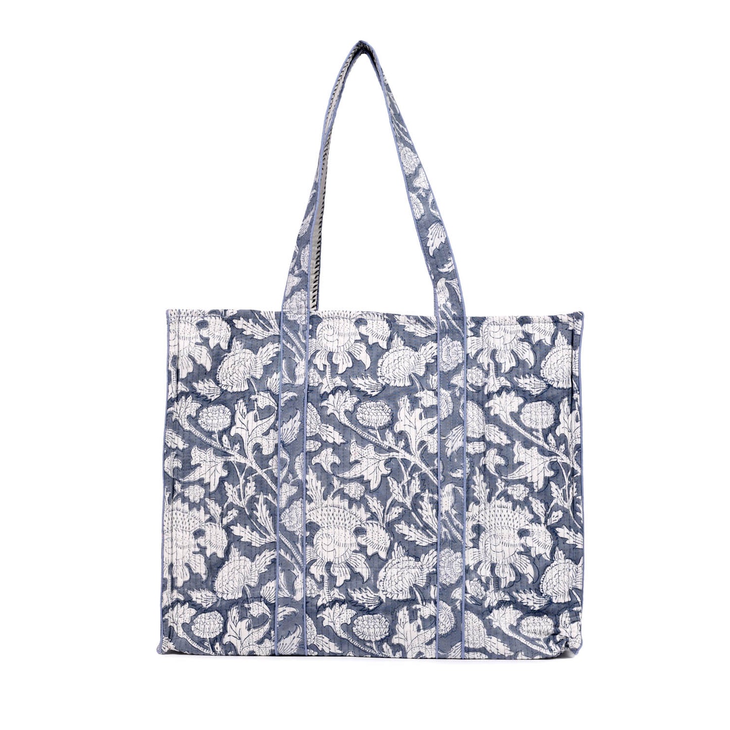 CEMENT GARLAND HAND BLOCK COTTON PRINTED QUILTED TOTE BAG