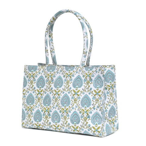 PEEPAL LEAF COTTON PRINTED TOTE BAG