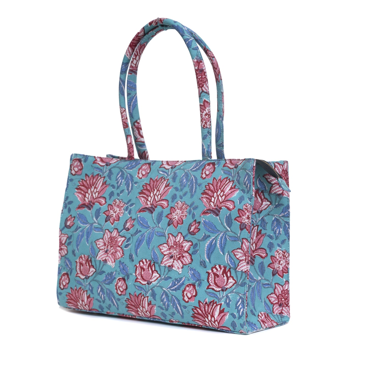LILY HIBISCUS COTTON PRINTED TOTE BAG