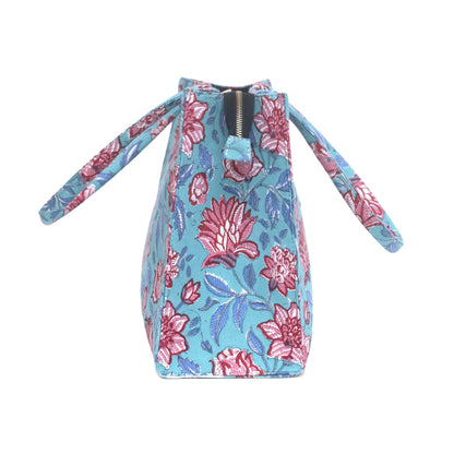 LILY HIBISCUS COTTON PRINTED TOTE BAG