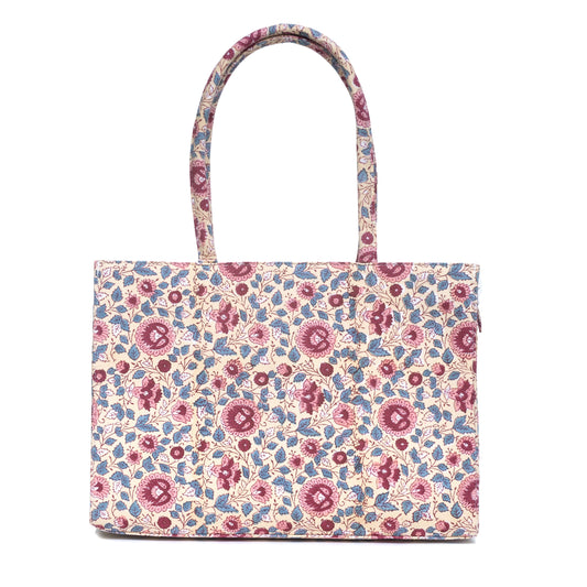 ROOH ROSE COTTON PRINTED TOTE BAG