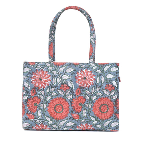 THAI SUN FLOWER COTTON PRINTED TOTE BAG