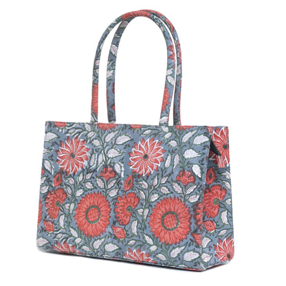 THAI SUN FLOWER COTTON PRINTED TOTE BAG