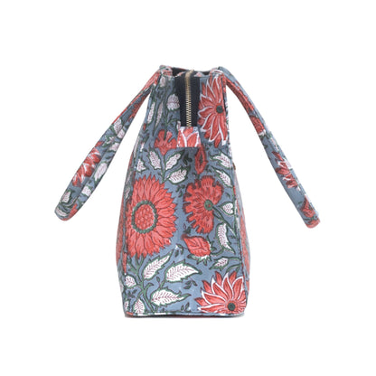 THAI SUN FLOWER COTTON PRINTED TOTE BAG