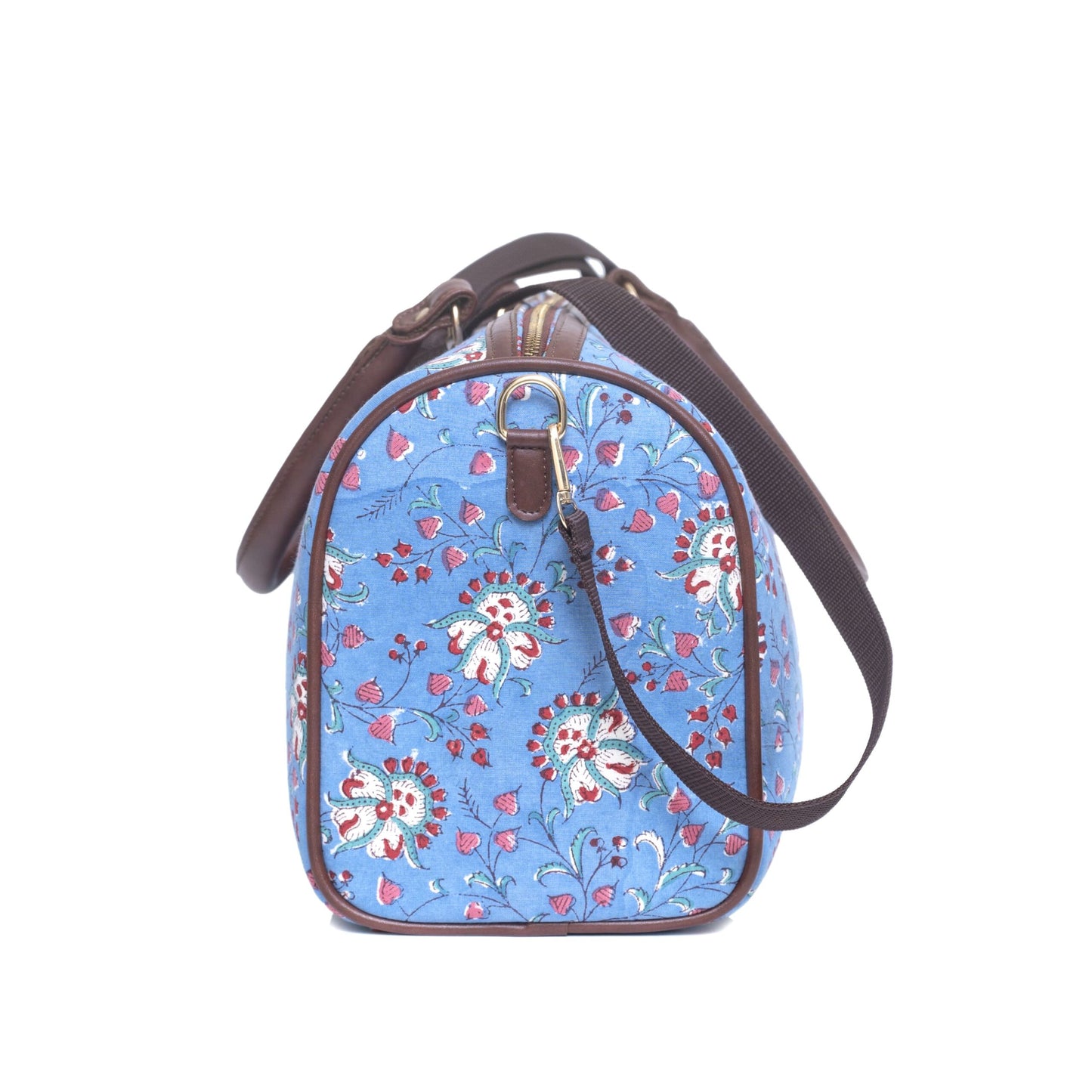 OCTOPUS COTTON PRINTED VEGAN LEATHER DUFFLE BAG WITH STRAP
