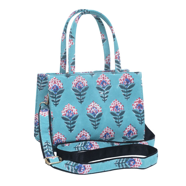 SNAKE CHARM COTTON PRINTED TOTE WITH SLING BAG