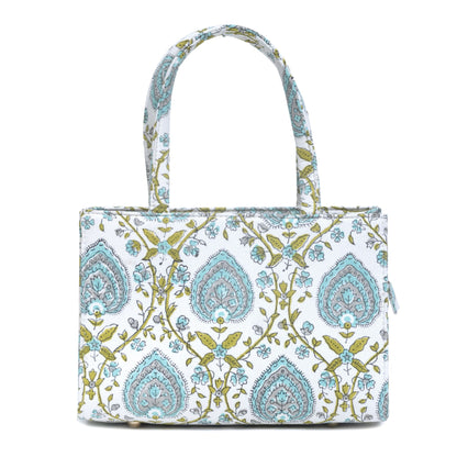 PEEPAL LEAF COTTON PRINTED TOTE WITH SLING BAG