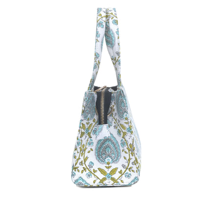 PEEPAL LEAF COTTON PRINTED TOTE WITH SLING BAG
