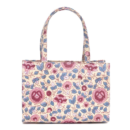 ROOH ROSE COTTON PRINTED TOTE WITH SLING BAG