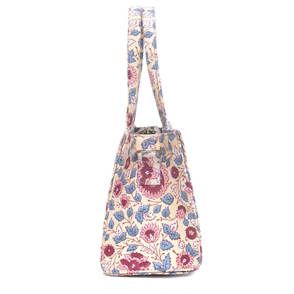 ROOH ROSE COTTON PRINTED TOTE WITH SLING BAG