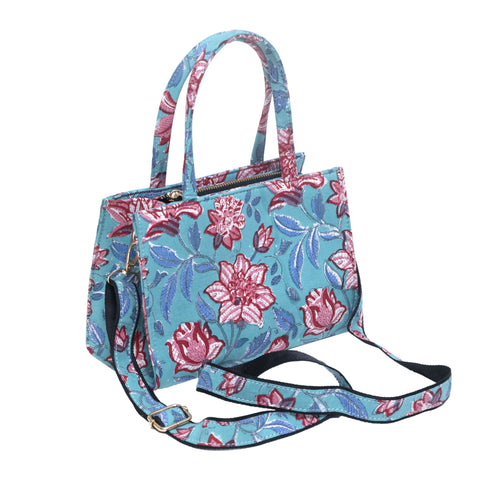 LILY HIBISCUS COTTON PRINTED TOTE WITH BAG