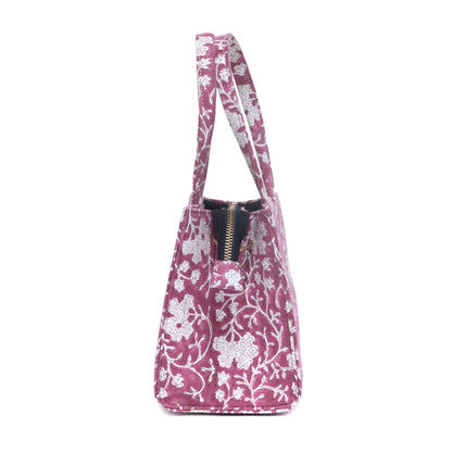 WINE COCKTAIL COTTON PRINTED TOTE WITH SLING BAG