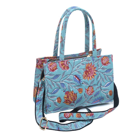 POMGRANATE WORLD COTTON PRINTED TOTE WITH SLING BAG