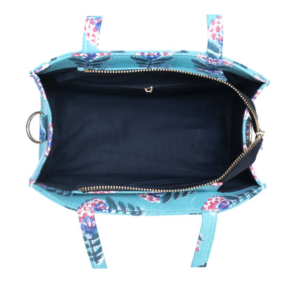 SNAKE CHARM COTTON PRINTED TOTE WITH SLING BAG