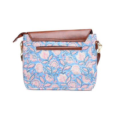 SWIMMING POPPY BLOCK PRINTED COTTON SLING BAG