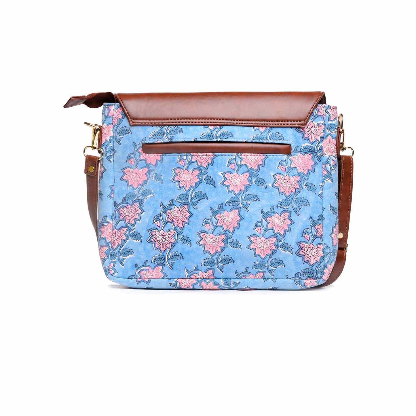 FLOATING WATER LILY OCEAN COTTON PRINTED SLING BAG