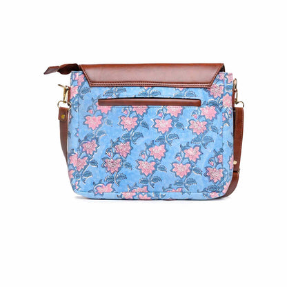 FLOATING WATER LILY OCEAN COTTON PRINTED SLING BAG